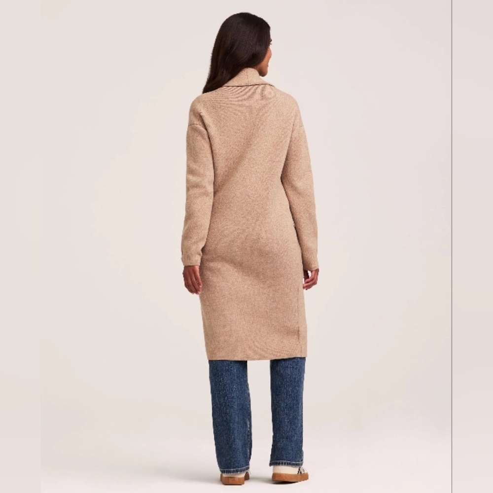 DESIGN LAB Light Beige Open-Front Long Knit Cardigan - Brand: - Picture 5 of 7